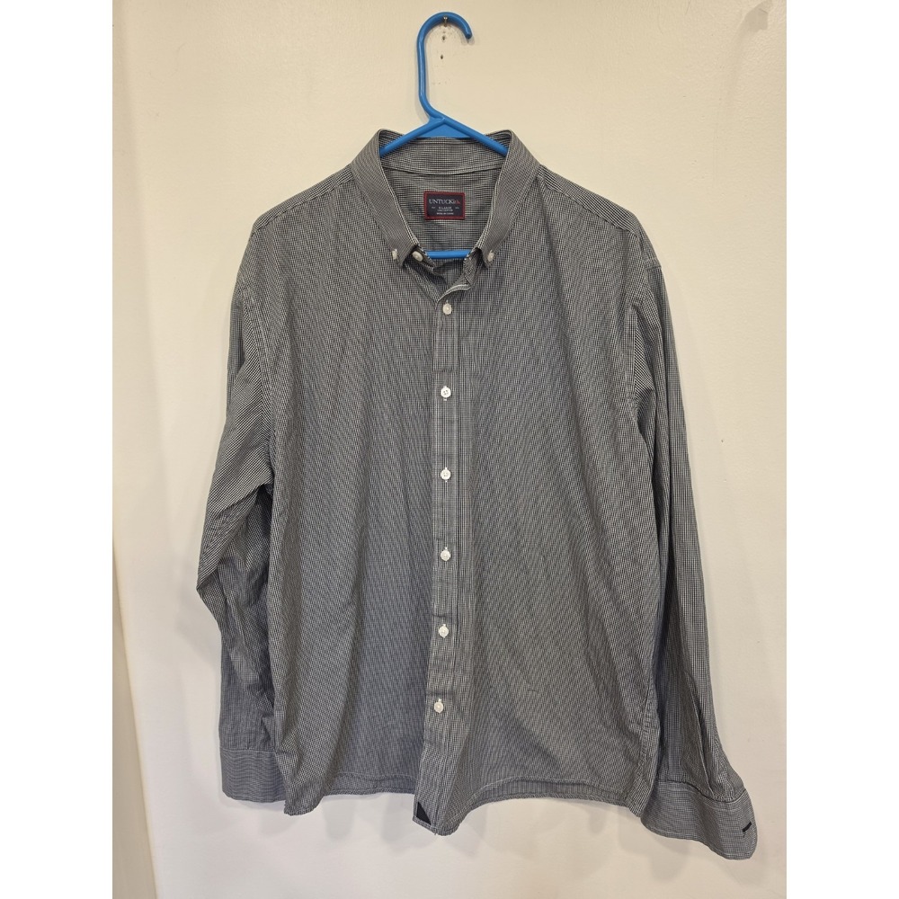 UNTUCKit Button Up Shirt Mens XL Black White Gingham Cotton Long Sleeve